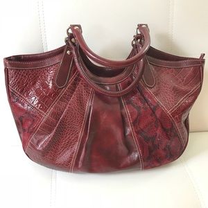 Nine West Red Maroon Snake Skin Pattern Bag